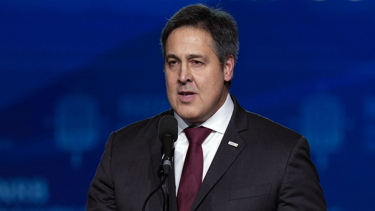 Paul Dans, director of Project 2025 at the Heritage Foundation, speaks at the National Religious Broadcasters convention, Feb. 22, 2024, in Nashville, Tenn. (AP Photo/George Walker IV)