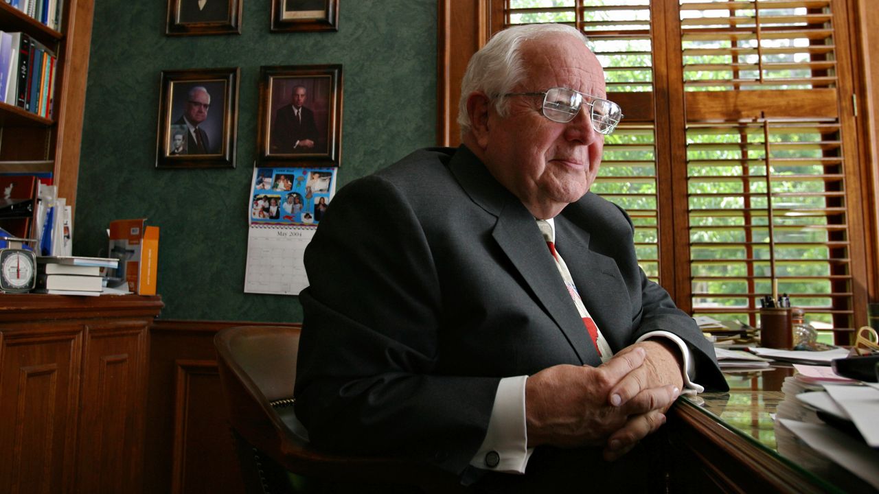 Former Judge Paul Pressler poses for a photo in his home in Houston May 30, 2004. (AP Photo /Michael Stravato, File)