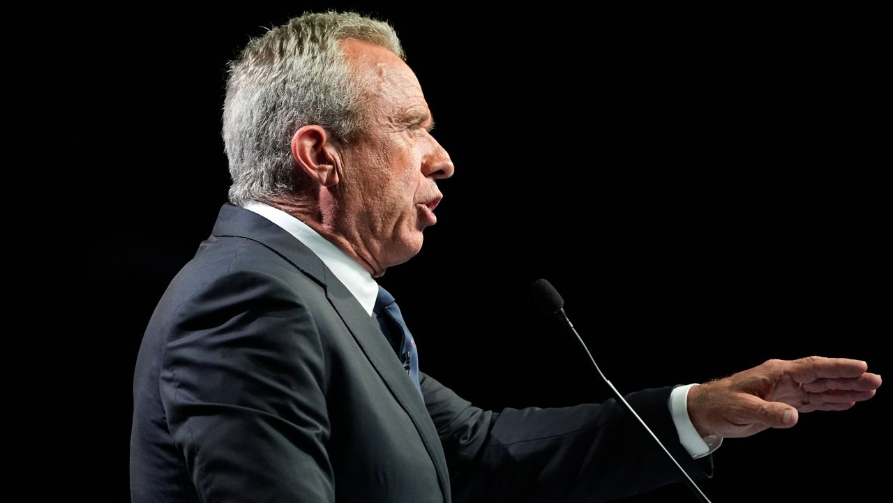 Independent presidential candidate Robert F. Kennedy Jr. speaks during a campaign event, in West Hollywood, Calif., June 27, 2024. (AP Photo/Damian Dovarganes)