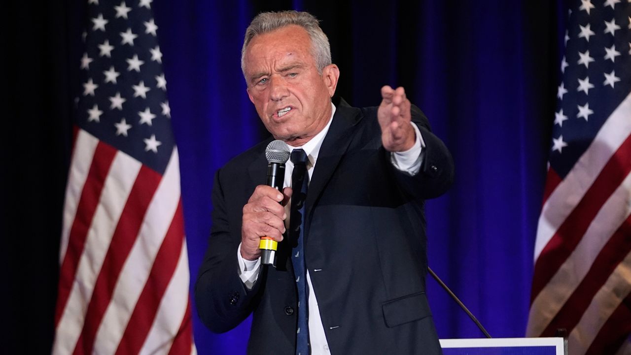 Independent presidential candidate Robert F. Kennedy Jr. speaks to supporters during a campaign stop, Monday, May 13, 2024, in Austin, Texas. (AP Photo/Eric Gay)