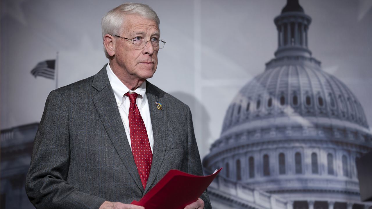 Senate Armed Services Committee Ranking Member Roger Wicker, R-Miss., meets with reporters during a news conference at the Capitol in Washington, Jan. 11, 2024. (AP Photo/J. Scott Applewhite)