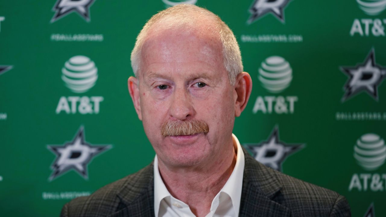 Dallas Stars general manager Jim Nill speaks to reporters during a news conference at the NHL hockey team's practice facility in Frisco, Texas, June 8, 2023. (AP Photo/LM Otero, File)