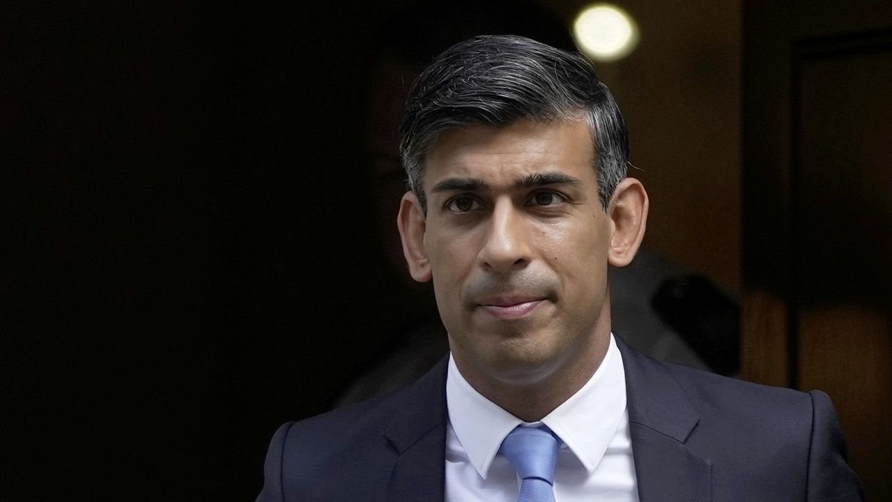 Britain's Prime Minister Rishi Sunak leaves 10 Downing Street to go to the House of Commons for his weekly Prime Minister's Questions in London, Wednesday, Sept. 6, 2023. (AP Photo/Kin Cheung)