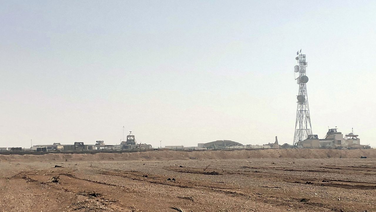 The al-Tanf military outpost in southern Syria is seen on Oct. 22, 2018. The Pentagon says the U.S. military launched airstrikes early Oct. 27, 2023, on two locations in eastern Syria linked to Iran’s Revolutionary Guard Corps. The strikes come in retaliation for a slew of drone and missile attacks against U.S. bases and personnel in the region. (AP Photo/Lolita Baldor)