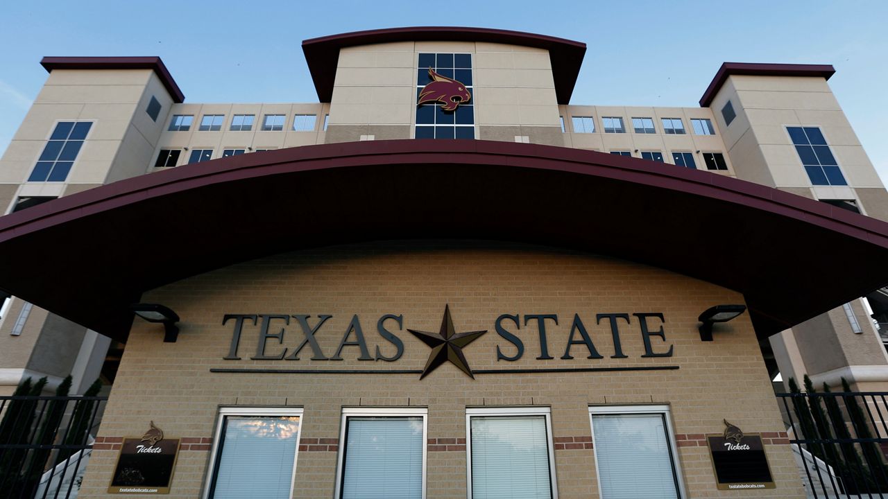 Entrance to Texas State's Bobcat Stadium is seen on the campus of Texas State in San Marcos, Texas. (AP Photo/Eric Gay)