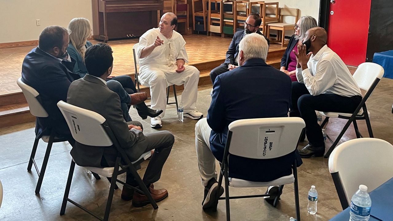 Texas lawmakers meet with Robert Roberson at a prison in Livingston, Texas, on Friday, Sept. 27, 2024. Roberson was scheduled for execution in October after being convicted in the death of his infant daughter. (AP Photo/Criminal Justice Reform Caucus)