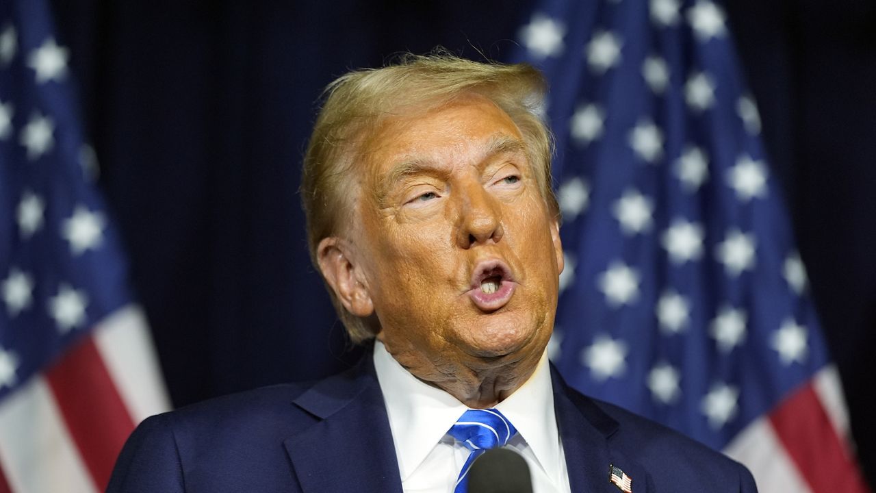 Republican presidential nominee former President Donald Trump speaks at campaign event at Discovery World, Friday, Oct. 1, 2024, in Milwaukee. (AP Photo/Alex Brandon)