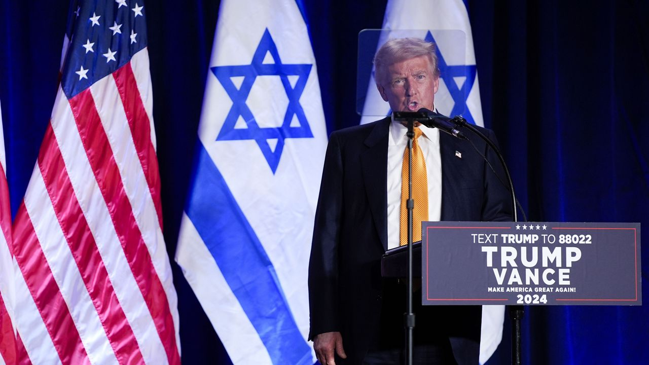 Republican presidential candidate former President Donald Trump speaks during a "Fighting Anti-Semitism in America" event, Thursday, Sept. 19 2024, in Washington. (AP Photo/Evan Vucci)