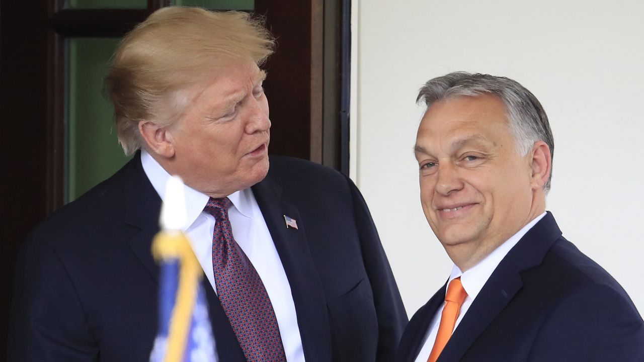 President Donald Trump welcomes Hungarian Prime Minister Viktor Orban to the White House in Washington, on May 13, 2019. (AP Photo/Manuel Balce Ceneta)