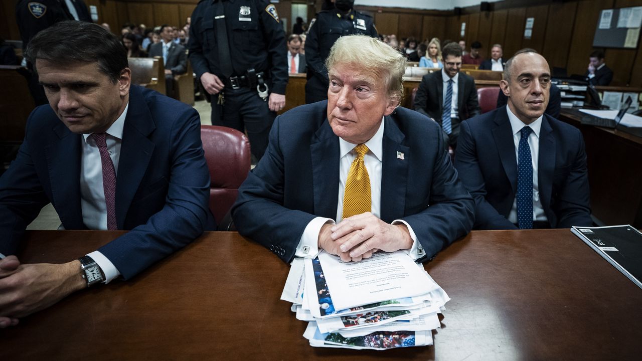 Former President Donald Trump sits in Manhattan Criminal Court in New York, Wednesday, May 29, 2024. (Jabin Botsford/The Washington Post via AP, Pool)