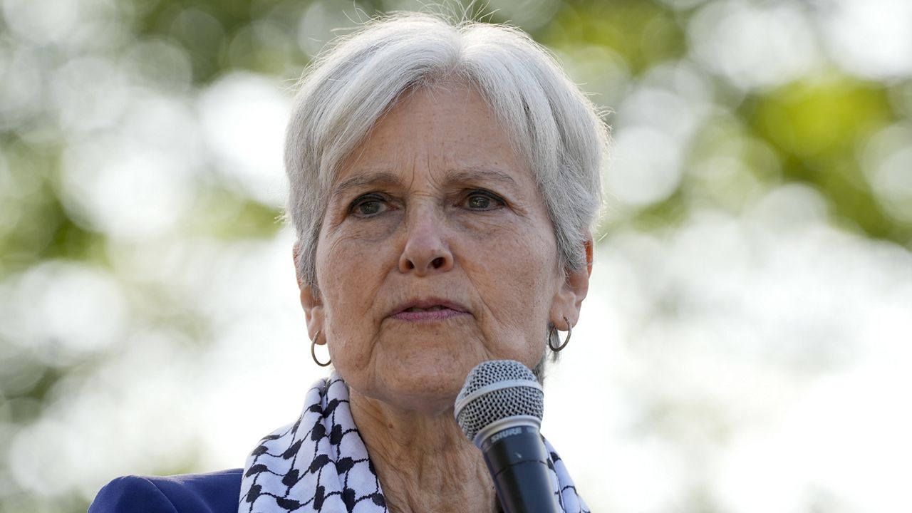 Green Party presidential candidate Jill Stein speaks during a rally at Union Park during the Democratic National Convention Wednesday, Aug. 21, 2024, in Chicago. (AP Photo/Alex Brandon)