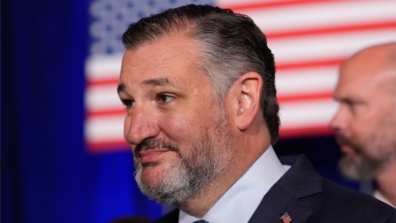 Sen. Ted Cruz, R-Texas, during a watch party on election night, Tuesday, Nov. 5, 2024, at the Marriott Marquis in Houston. (AP Photo/LM Otero)