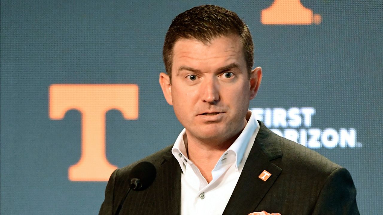 University of Tennessee's new Director of Athletics Danny White speaks during a press conference in Knoxville, Tenn., Jan. 22, 2021. (Caitie McMekin/Knoxville News Sentinel via AP, Pool, File)