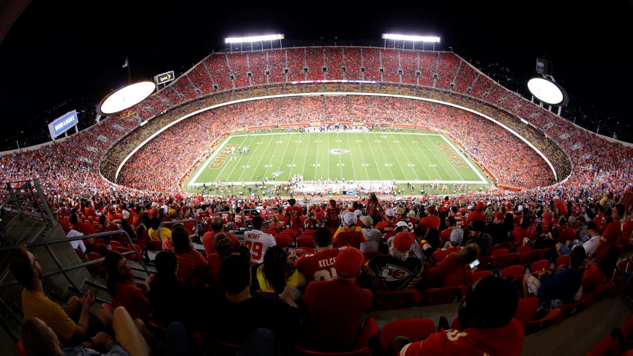 General view of Arrowhead Stadium during the second half of an NFL preseason football game between the Kansas City Chiefs and the San Francisco 49ers, in Kansas City, Mo., Saturday, Aug. 24, 2019. (AP Photo/Charlie Riedel)
