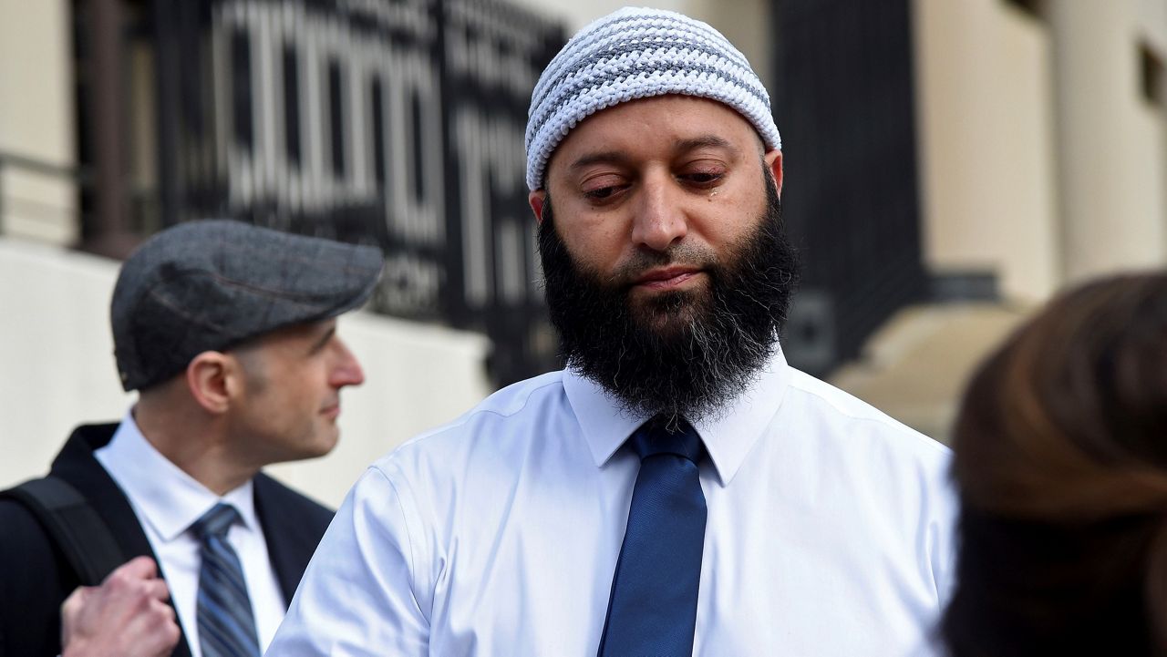 Adnan Syed gets emotional as he speaks to reporters outside the Robert C. Murphy Courts of Appeal building after a hearing, Thursday, Feb. 2, 2023, in Annapolis, Md. (Barbara Haddock Taylor/The Baltimore Sun via AP)