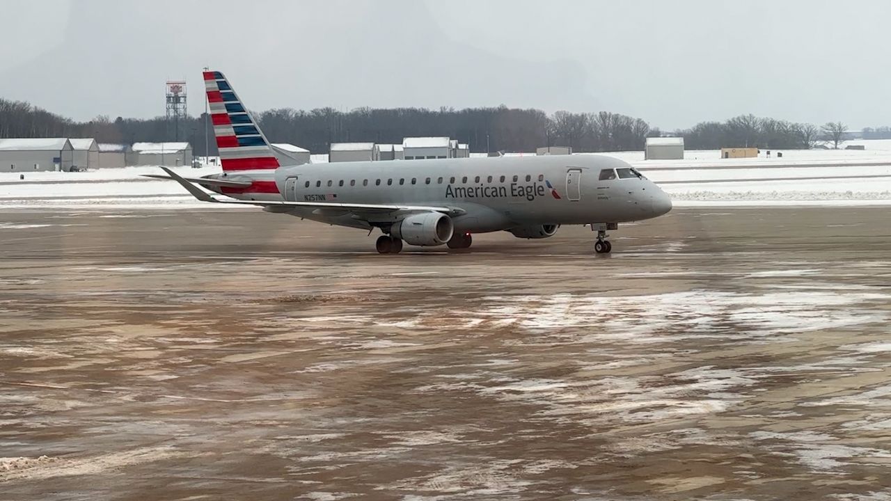 American Eagle plane taking off from the runway