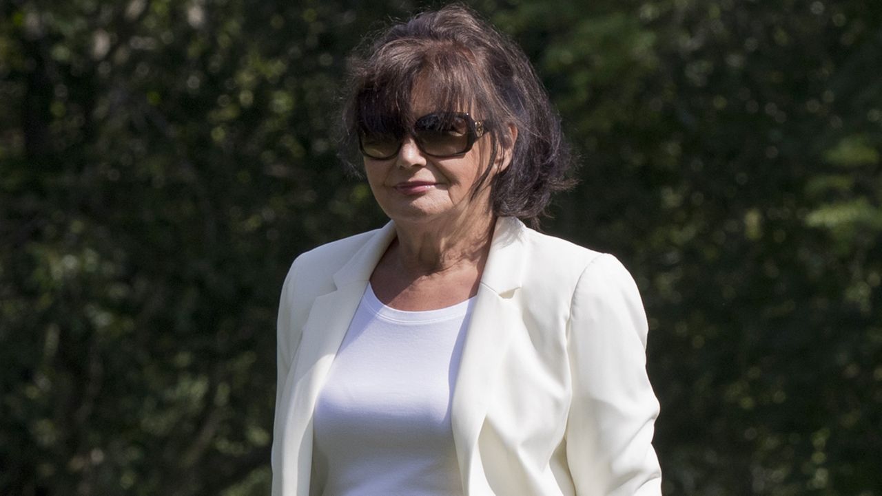 Amalija Knavs, mother of first lady Melania Trump, walks on the South Lawn at the White House in Washington, June 18, 2017. (AP Photo/Manuel Balce Ceneta, File)