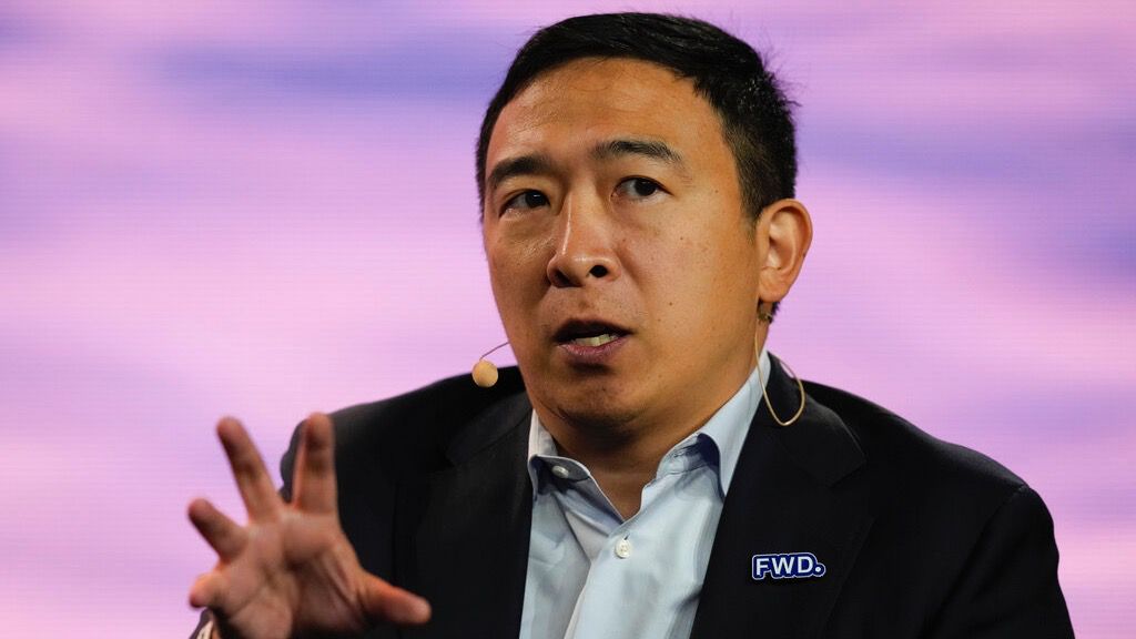Forward Party co-chair Andrew Yang, seen here at the 2022 Bitcoin Conference, Bitcoin Conference, Thursday, April 7, 2022, in Miami Beach, Fla. (AP Photo/Rebecca Blackwell)
