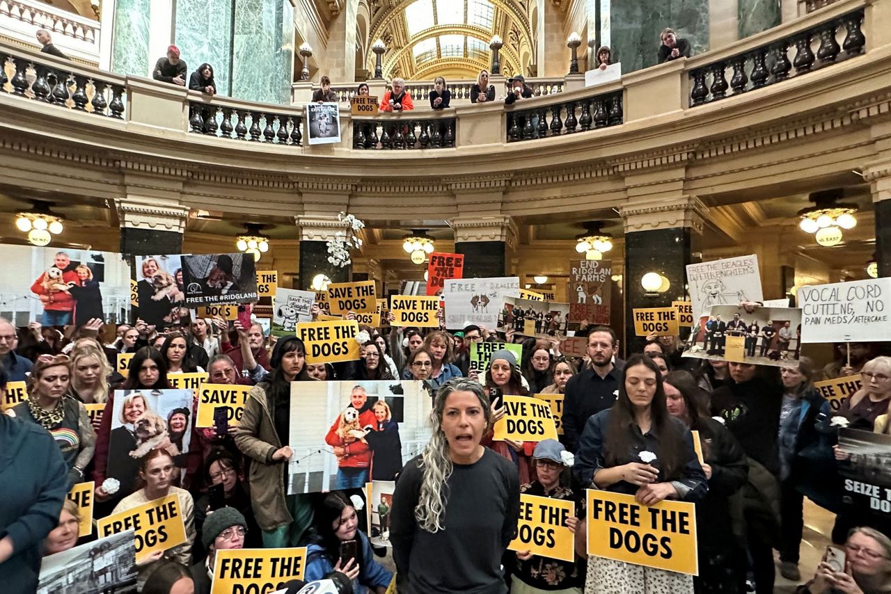 Animal welfare protesters converge on Wisconsin governor's office ...