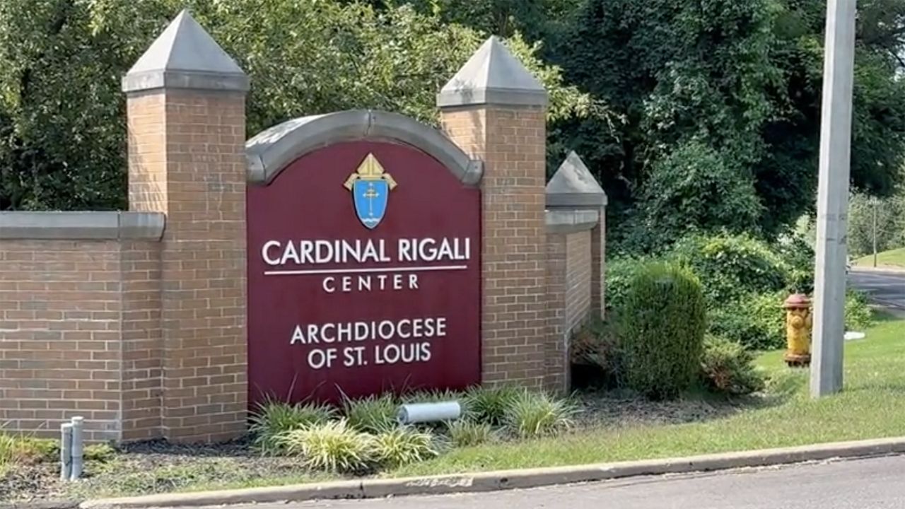 Pictured is a sign of the Archdiocese of St. Louis' headquarters. (Spectrum News/John Gerding)