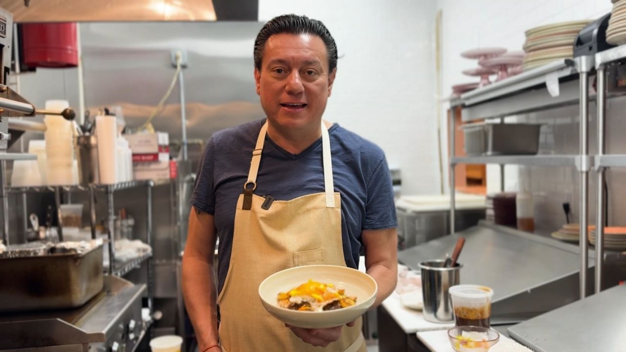Chef Julián Medina shares his favorite dish: Duck with Mole, Rice, Plantains, and a Fried Duck Egg at Soledad