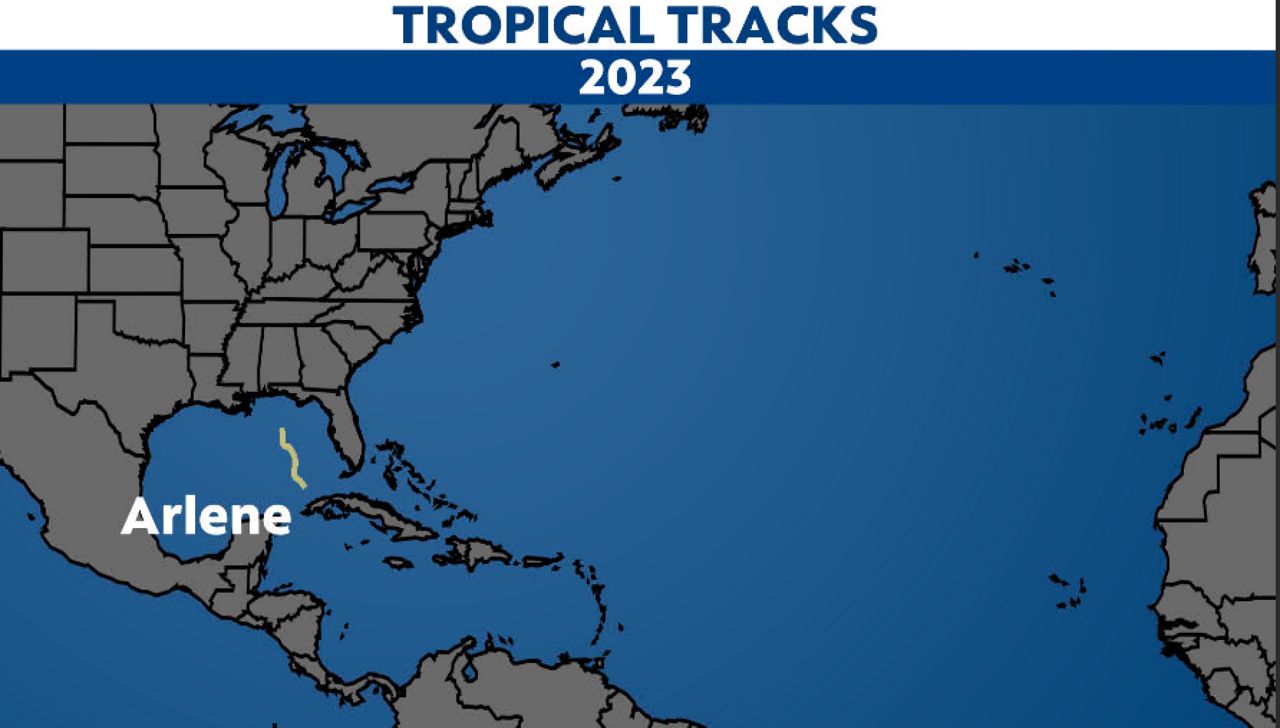 Arlene weakens into a remnant low