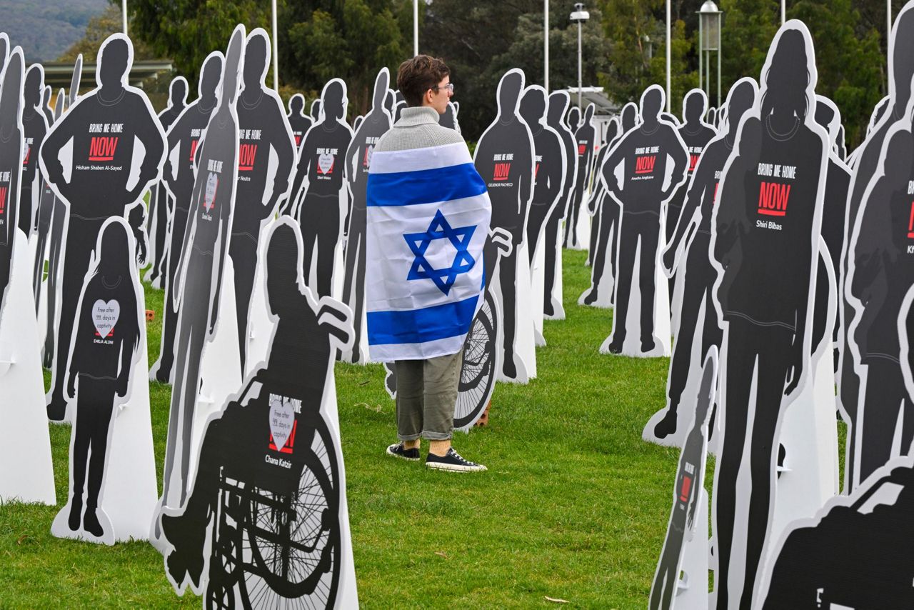 Relatives and a friend of Israelis kidnapped and killed by Hamas visit