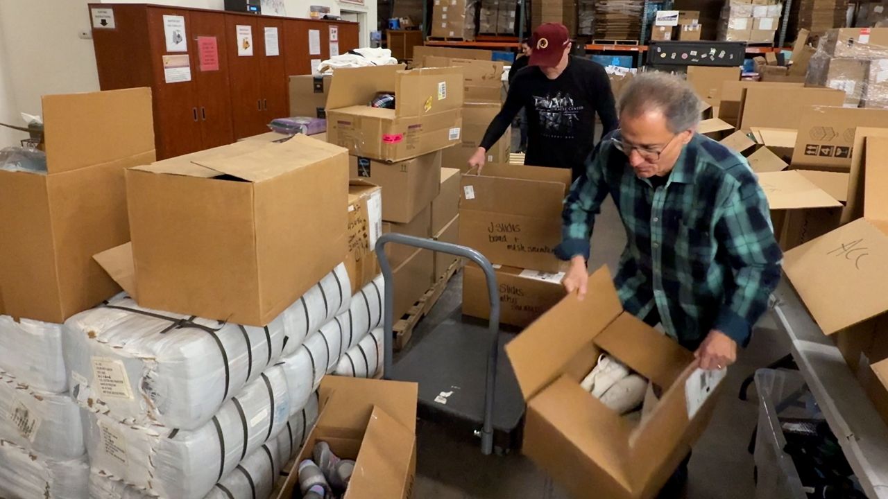 Jezreel International collecting and sorting donations for California wildfire victims. 