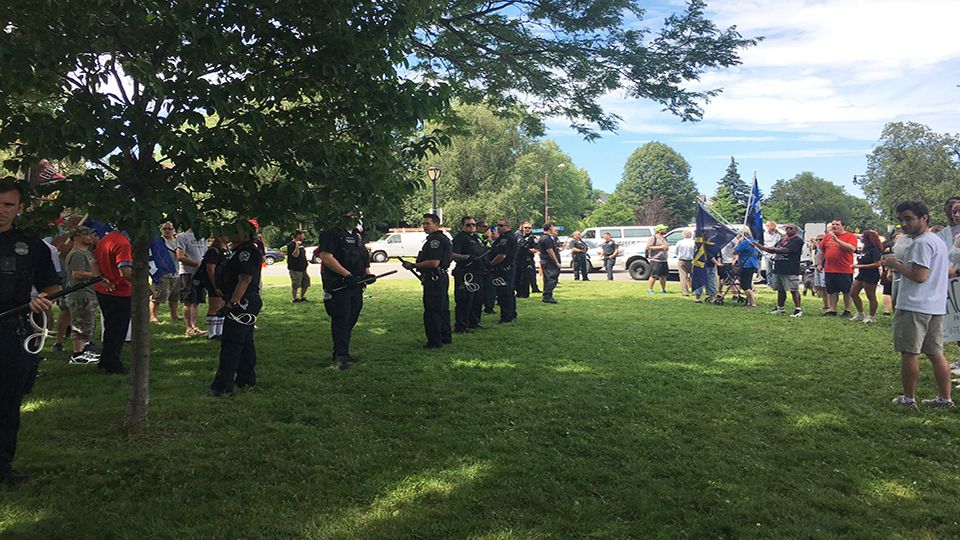 Pro and Anti-Trump Rallies Clash