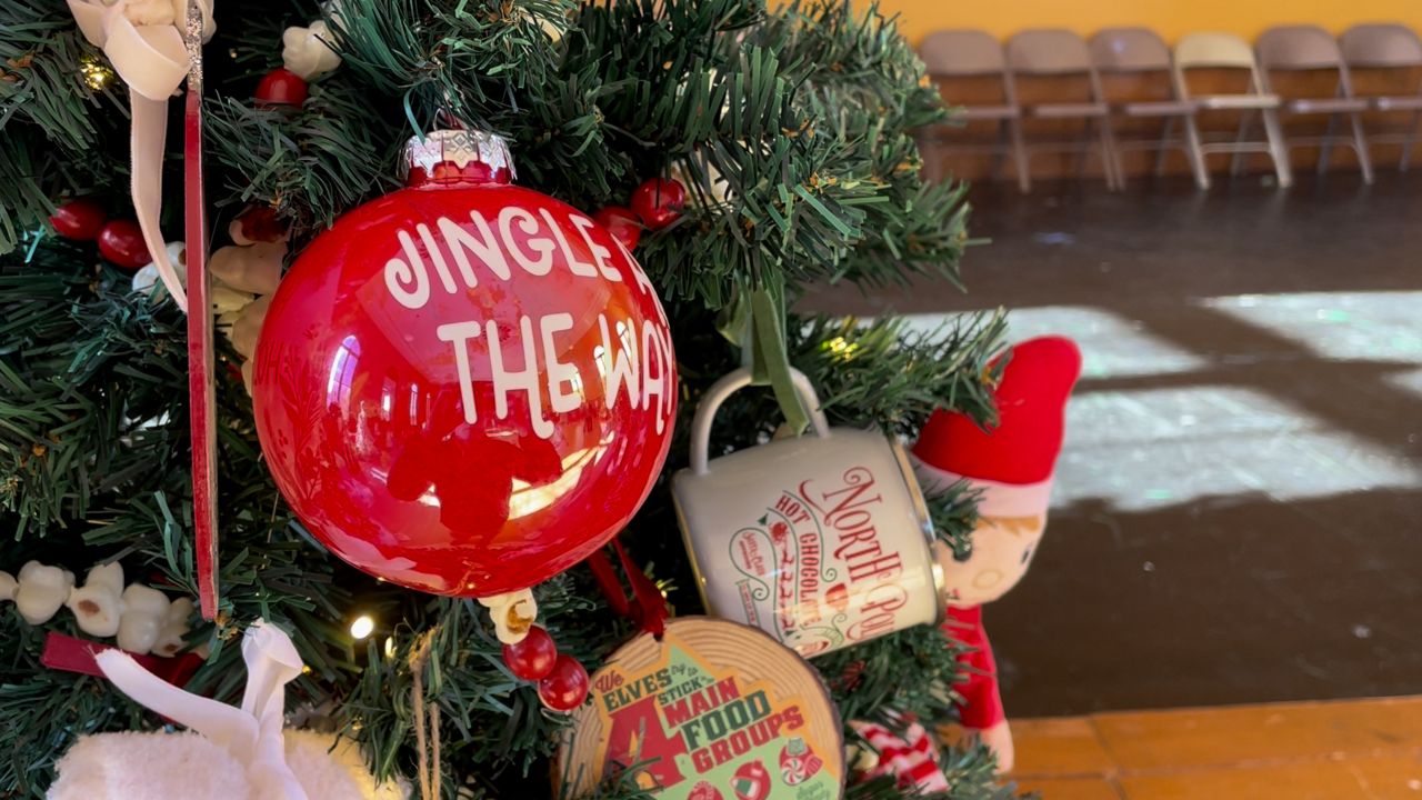 A decorated Christmas tree on display in Northbridge Town Hall for the annual Festival of Trees. (Spectrum News 1/Devin Bates)