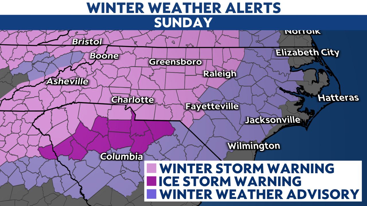 Winter weather in North Carolina this weekend