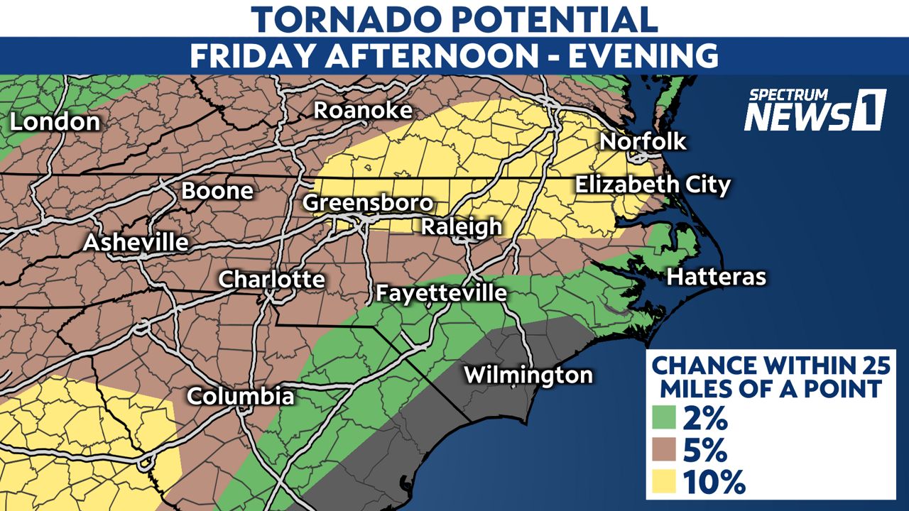 North Carolina could see a few strong to severe storms