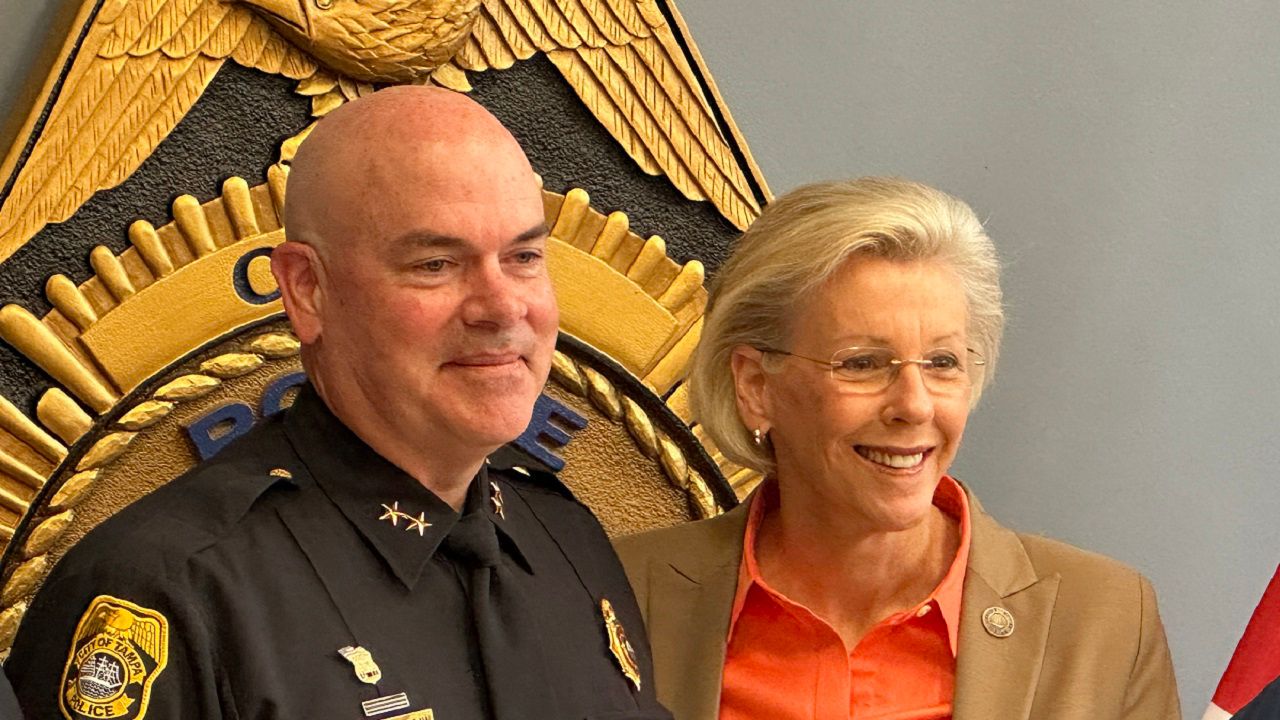 Tampa Mayor Jane Castor (right) has named Interim Tampa Police Chief Lee Bercaw as the city’s new chief. (Spectrum News image)