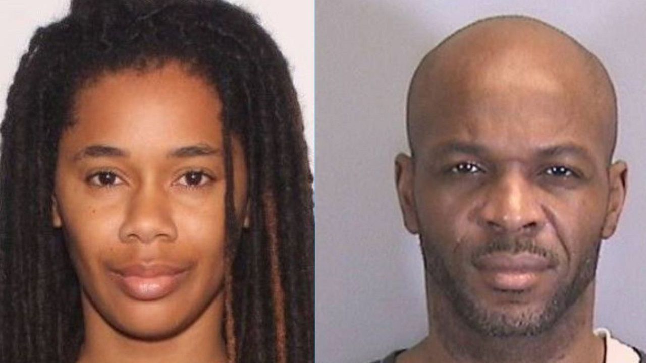 Elecia Nicole Bing (left) was found safe in Tampa Wednesday night. Authorities continue to search for Demetrius Tyrone Bell after he shot a man Monday night at the Tropicana processing plant in Bradenton. (Bradenton police) 