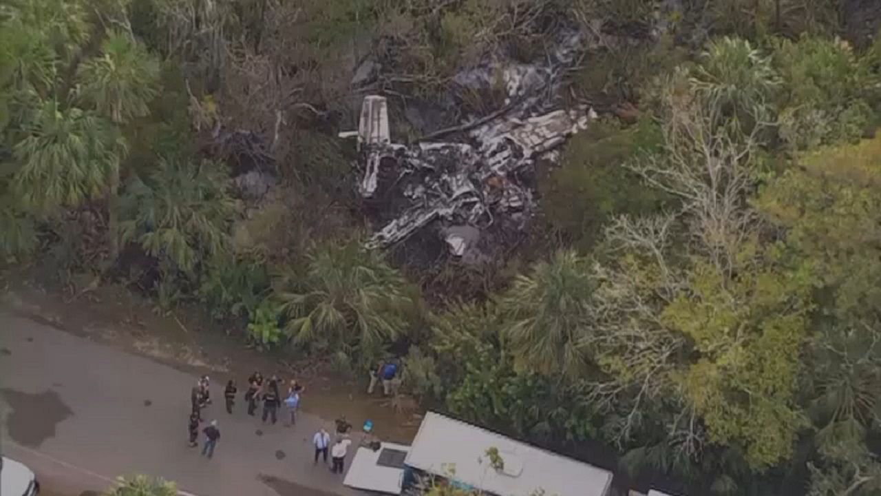 Citrus Fire Rescue responded to the scene after the twin-engine plane went down in a marsh area near the park’s boat ramp. (Spectrum News image)