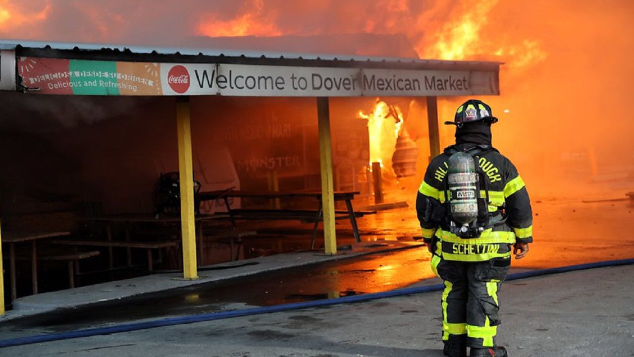 According to Hillsborough County Fire Rescue, the fire broke out around 4:45 p.m. at the Dover Mexican Market on Sydney Dover Road. (Hillsborough County Fire Rescue)