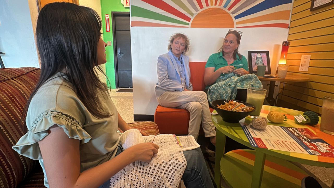Shannon Sayre leads the Care Blankets project for AdventHealth Centra Care. (Spectrum News)