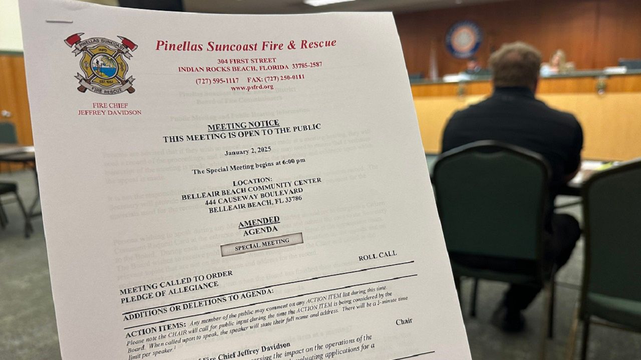 On Thursday, Pinellas fire rescue commissioners approved using a previous template with a few updates to advertise the fire chief job opening, as well as a timeline for posting that and accepting applicants. (Spectrum News/Sarah Blazonis)