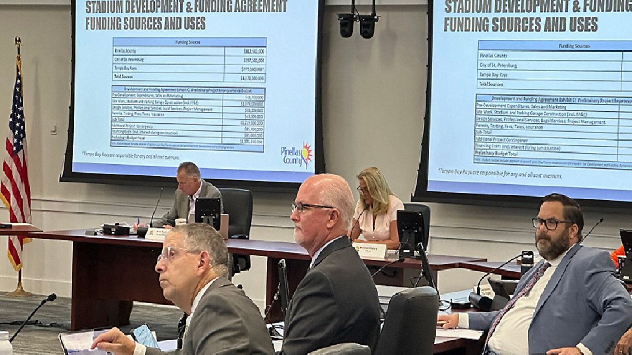 Pinellas County commissioners seen meeting in July to discuss the nearly $313 million from the Tourist Development Tax fund to help pay for a new ballpark. (Bay News 9/Roger Johnson)