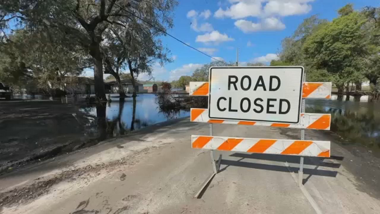 Some homeowners in the Ridge Manor area are still dealing with floodwaters in their homes and yards a month after Hurricane Milton. (Spectrum News image)