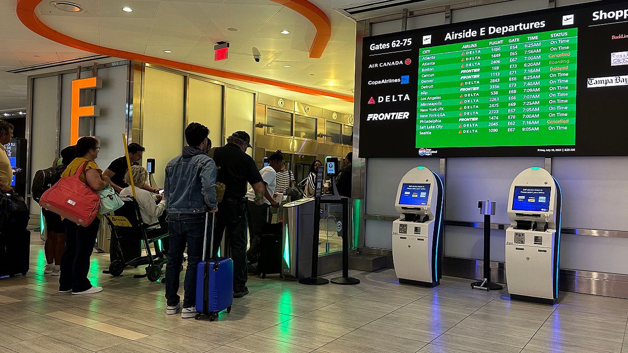 A widespread Microsoft outage Friday morning impacted flights at Tampa International Airport. (Spectrum News/Calvin Lewis)