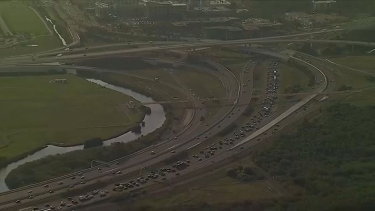 The airport exit ramp onto the Veterans Expressway will be closed starting Sunday night. This temporary closure is necessary as crews widen and reconstruct westbound SR 60. (Sky 9 image)