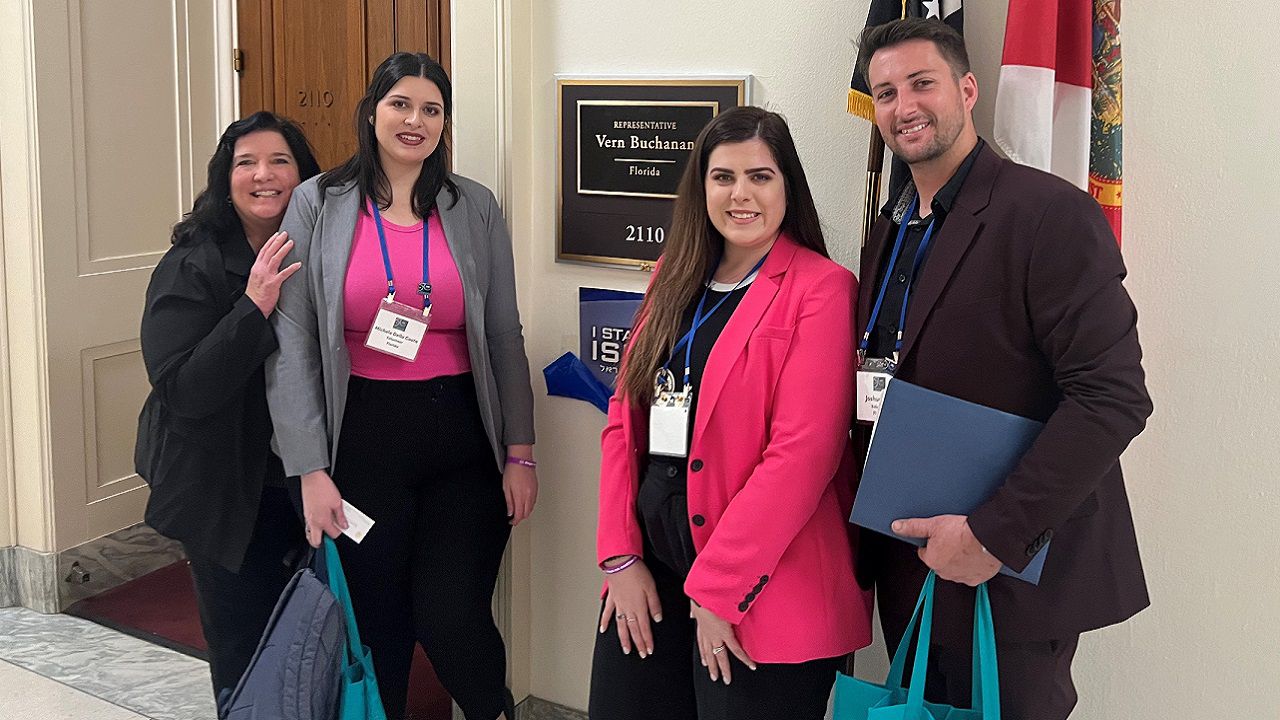 Each year, Megan Self, second from the right) and her family go to Capitol Hill to push for more research funding.  (Photo courtesy by Megan Self)