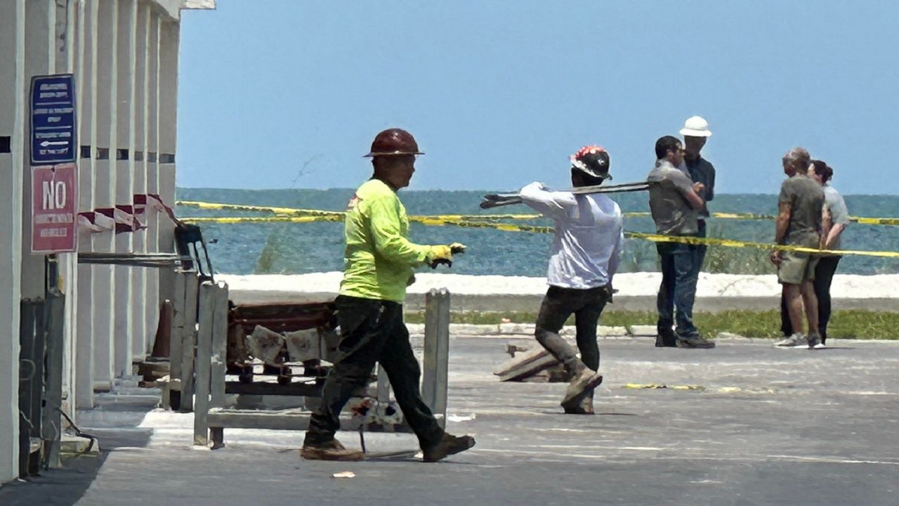 Emergency officials evacuated residents at South Beach III Condos on Gulf Boulevard as crews investigate the structural integrity of the building. (Spectrum News image)