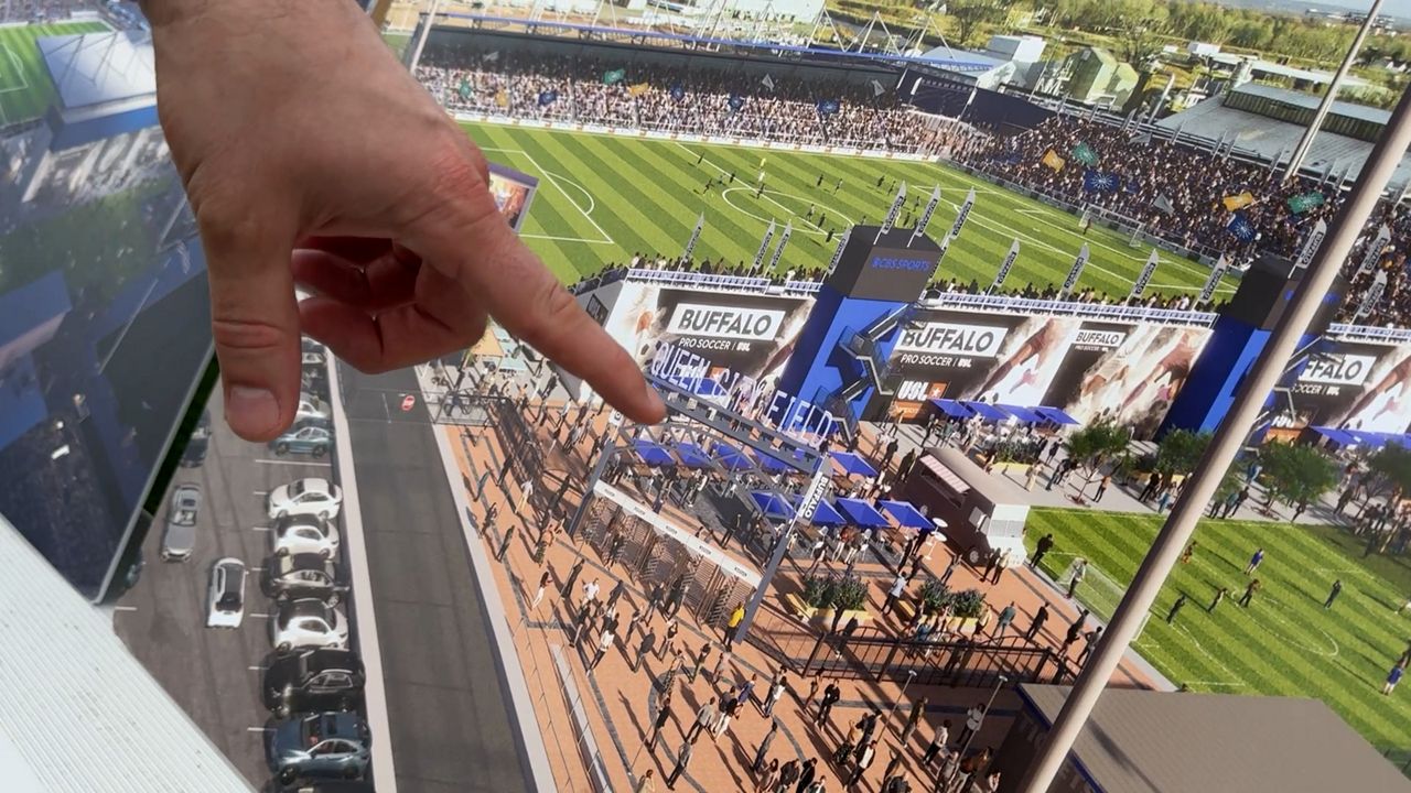 A look at a rendering of the new Buffalo Pro Soccer Stadium slated to ready for the next USL Championship season if all goes according to plan.