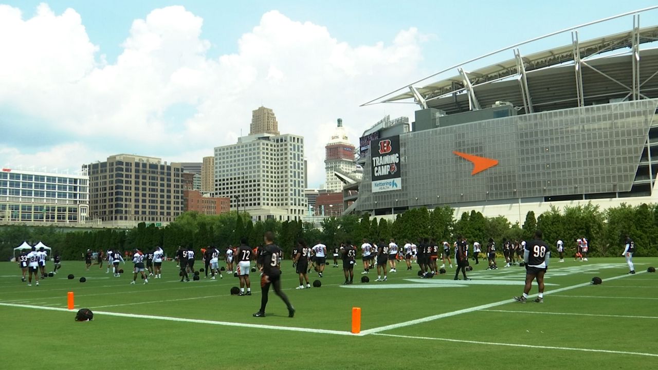 The Cincinnati Bengals practice outside of Paycor Stadium.