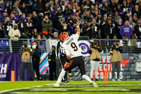 Baltimore Ravens kicker Justin Tucker (9) reacts after kicking a