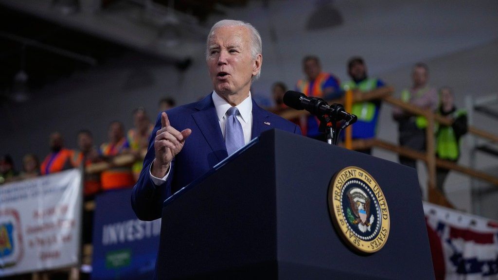 President Joe Biden speaks about investment in rail projects, including high-speed electric trains, Friday, Dec. 8, 2023, in Las Vegas. (AP Photo/Manuel Balce Ceneta, File)