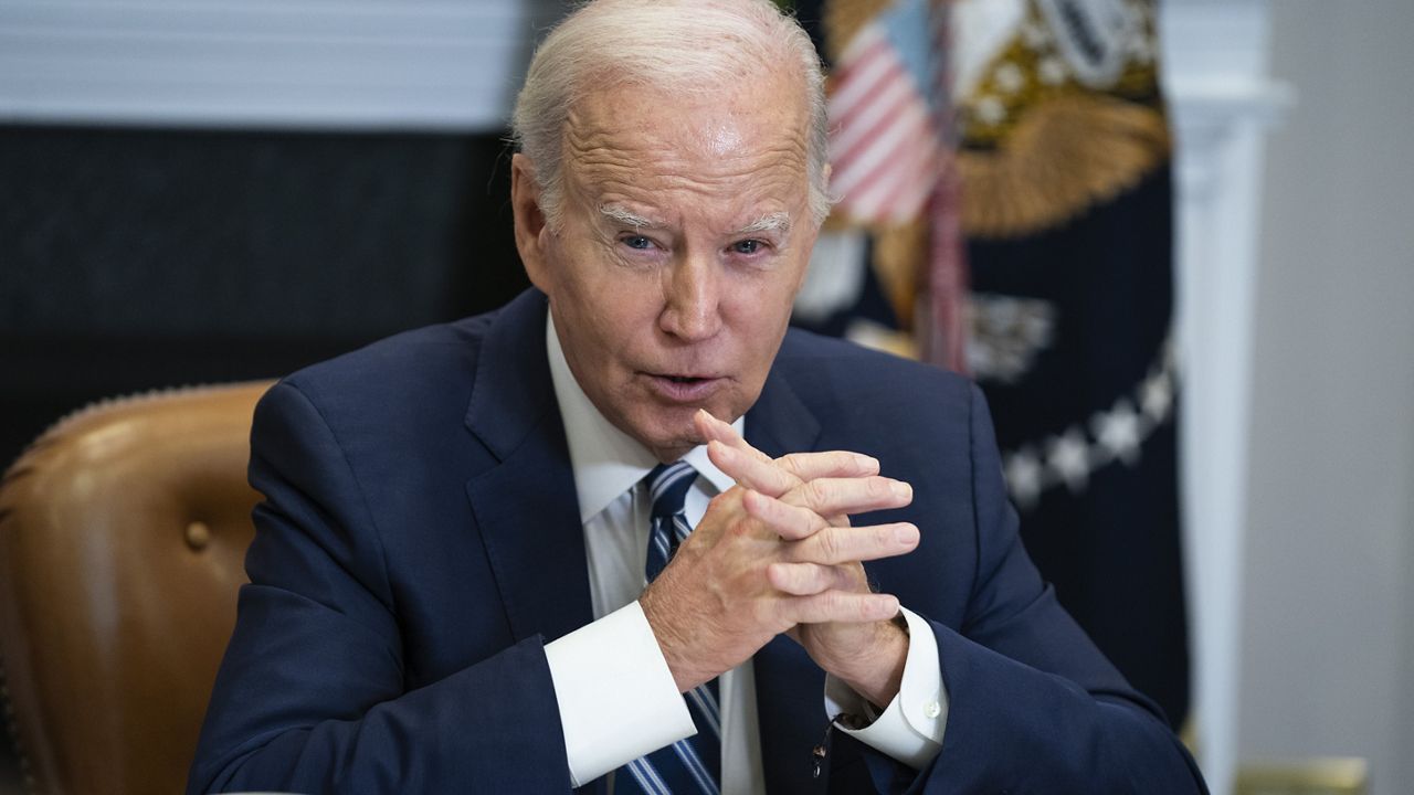 President Joe Biden speaks during a meeting on combating fentanyl, in the Roosevelt Room of the White House, Tuesday, Nov. 21, 2023, in Washington. (AP Photo/Evan Vucci)