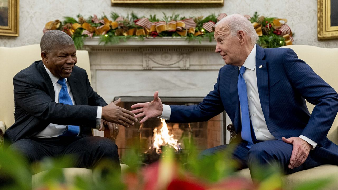 President Joe Biden meets with Angola's President Joao Manuel Goncalves Lourenco in the Oval office of the White House, Thursday, Nov. 30, 2023, in Washington. (AP Photo/Andrew Harnik)